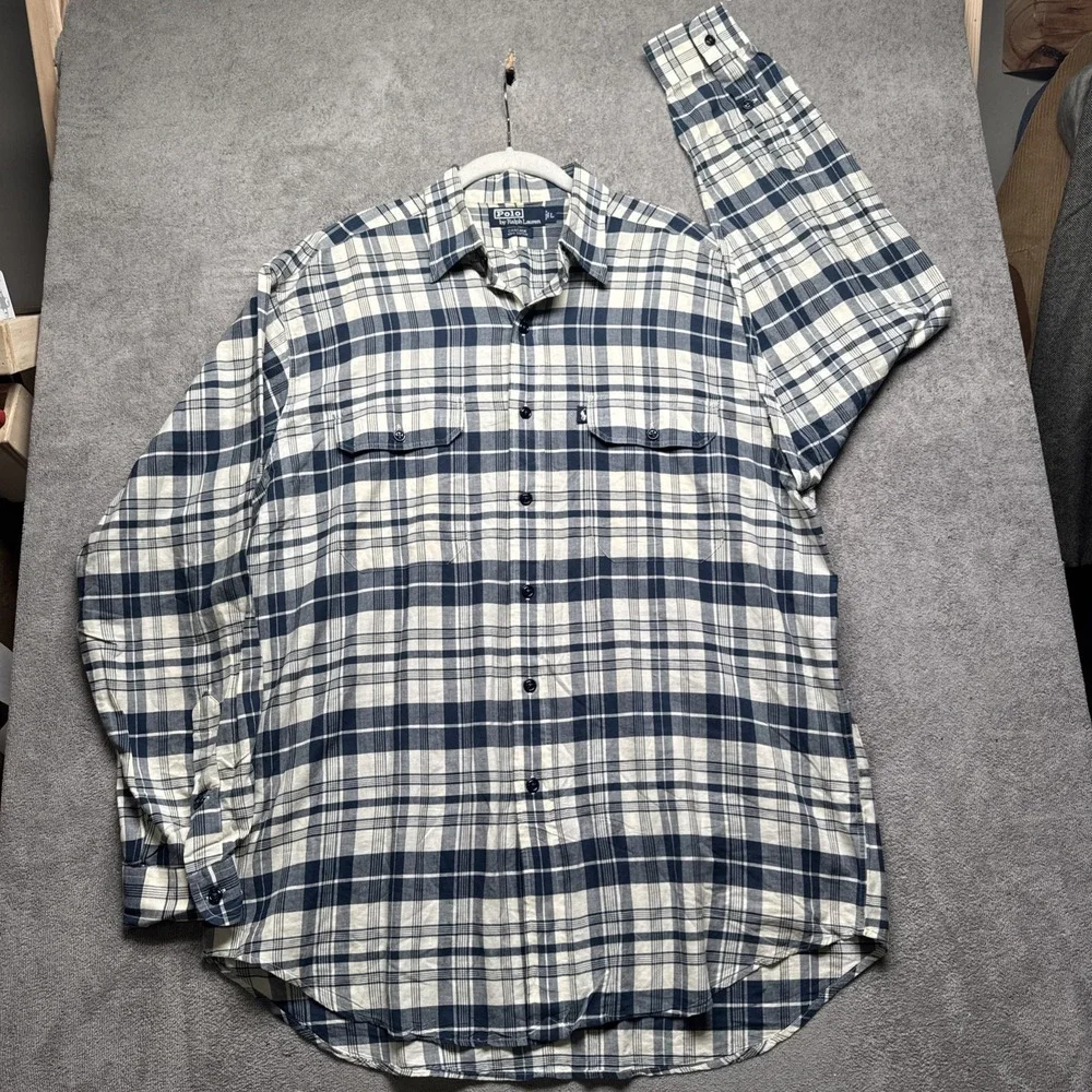 Polo Ralph Lauren Cascade Plaid Cotton Button Down‎ Shirt Men's Large Heritage - Picture 2 of 7